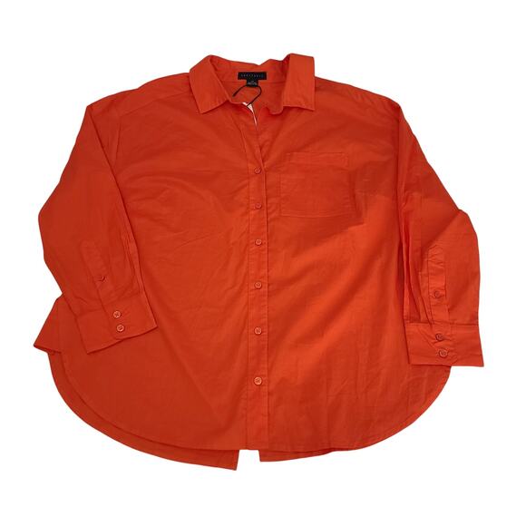 Sanctuary Slit back tunic button up ladies blouse orange Size 1x Office Fall - Picture 5 of 9